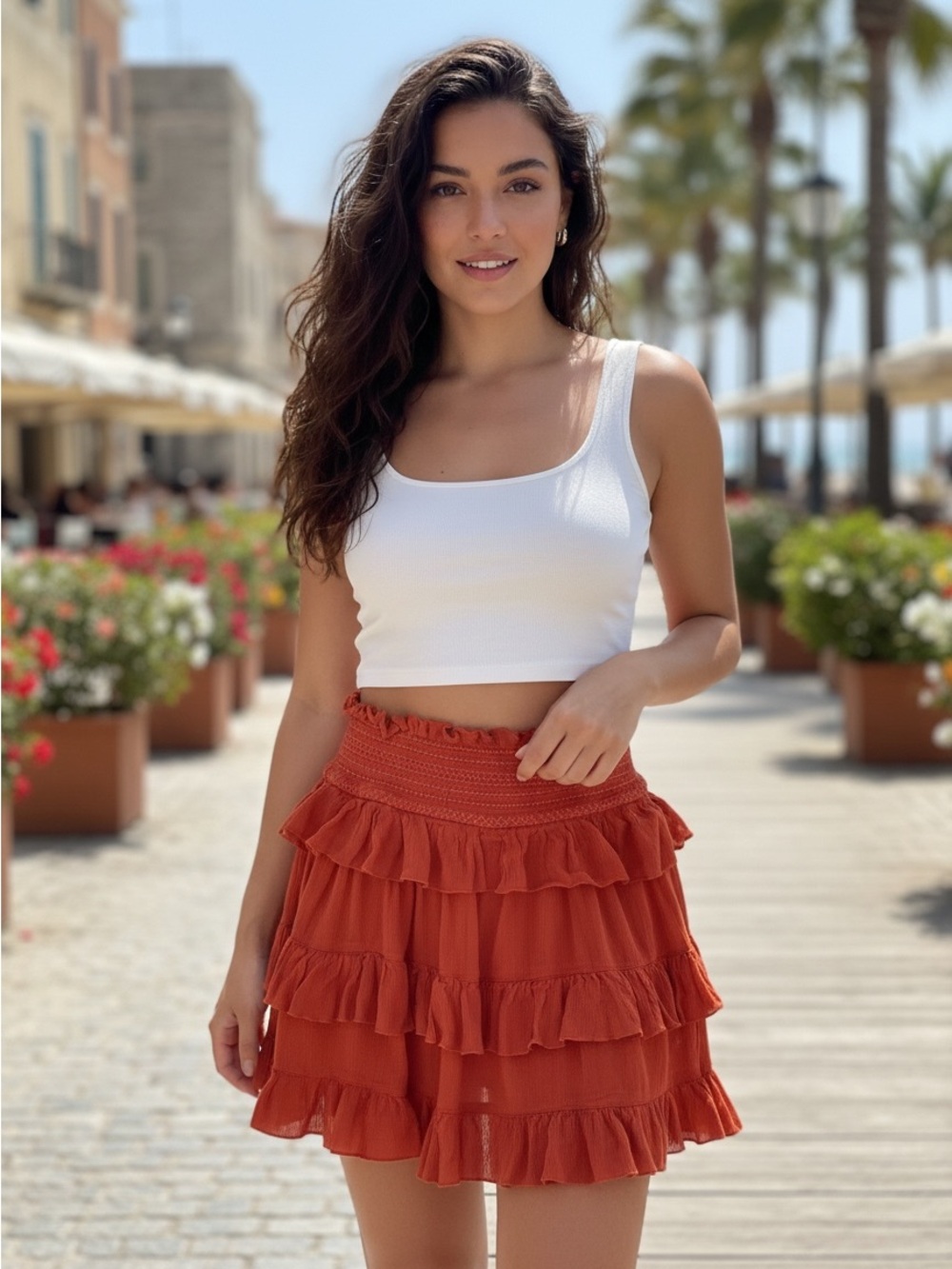 Free People Hooked On You Tiered Ruffled Mini skirt